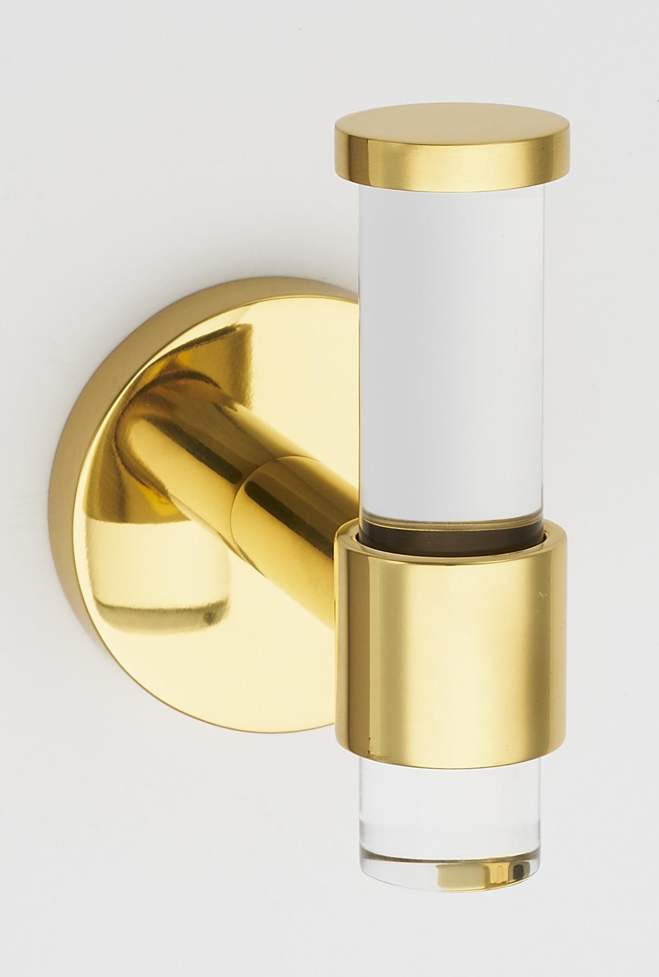 Polished Brass and Acrylic Wall Mounted Robe Hook