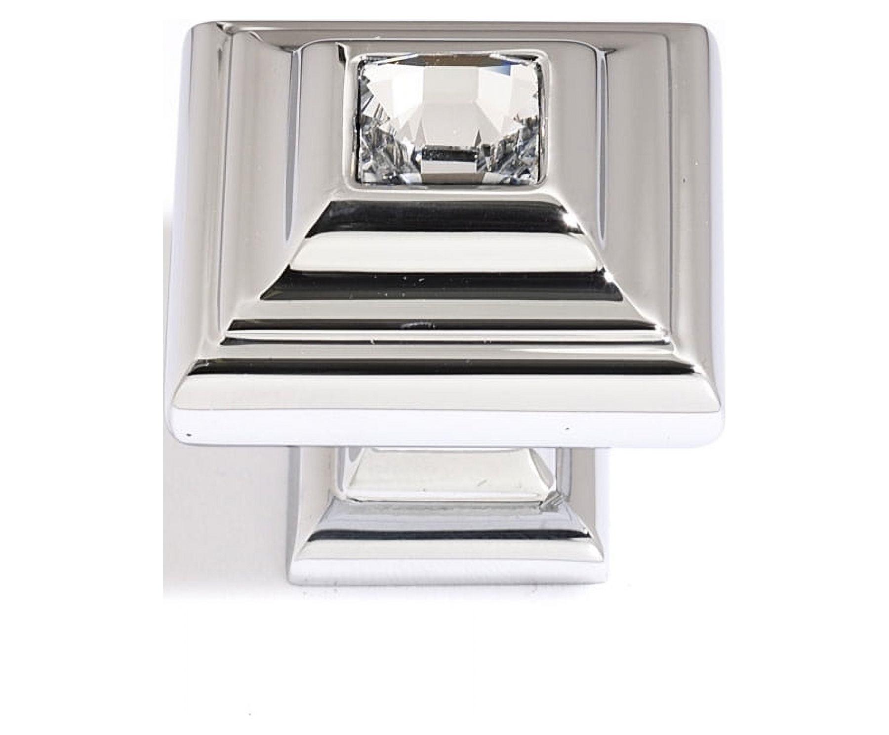 Polished Chrome Square Knob with Swarovski Crystal