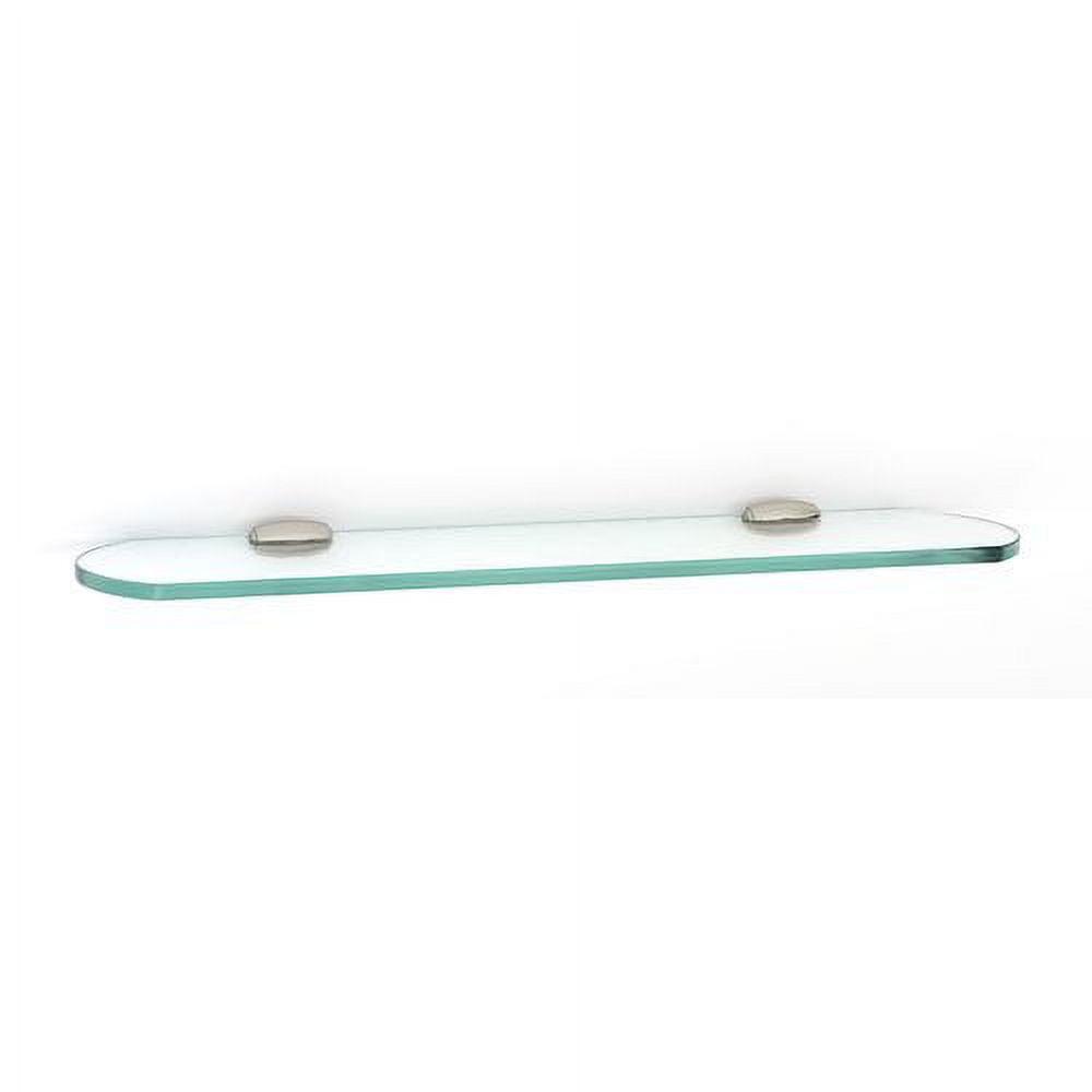 18'' Polished Nickel and Glass Rectangle Shelf with Beveled Edges