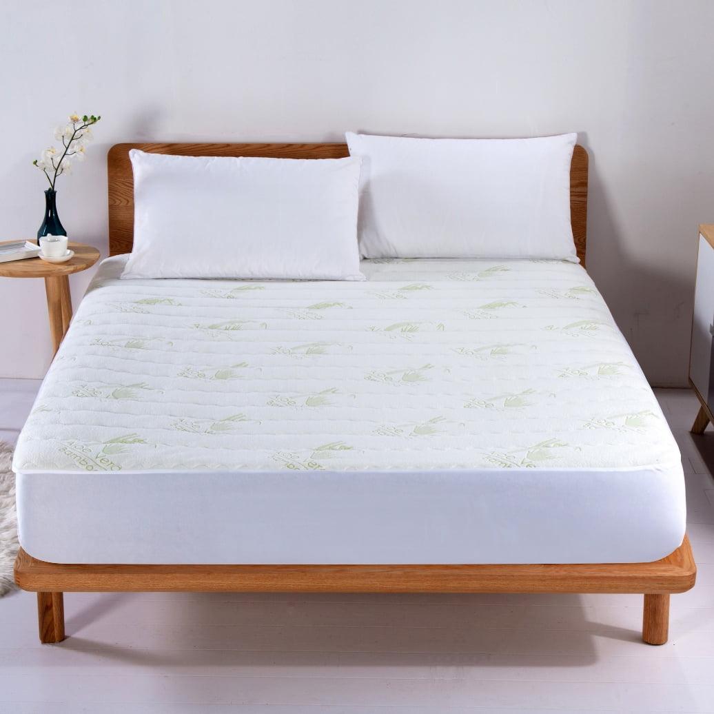 Twin Size White Bamboo Hypoallergenic Waterproof Mattress Pad