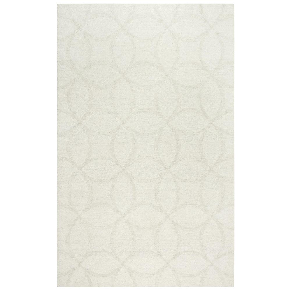 Serene Ivory Geometric Hand-Tufted Wool Area Rug 5' x 7'