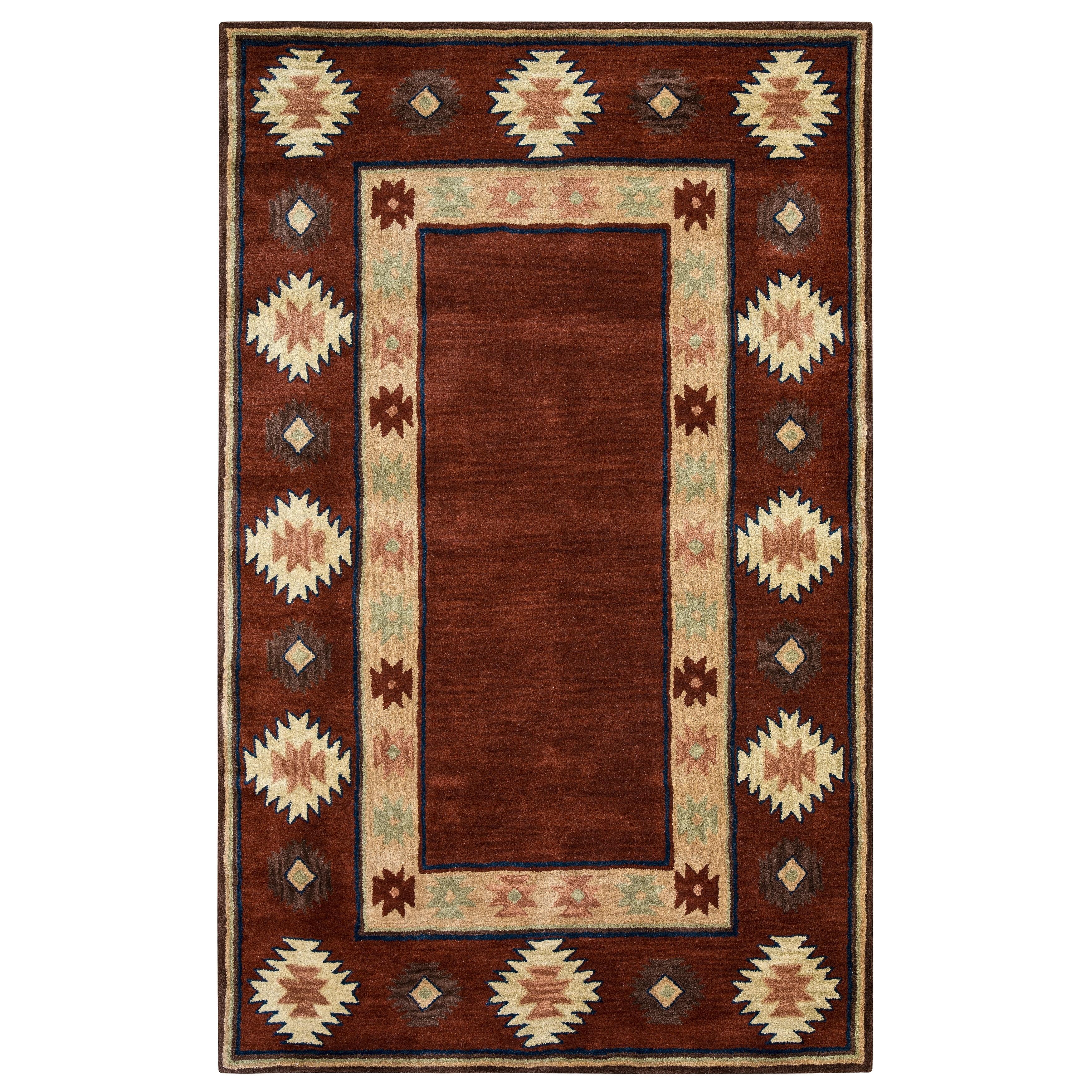 Alora Decor 6'6"x9'6" Ryder Southwest Border Rectangle Area Rug Burgundy