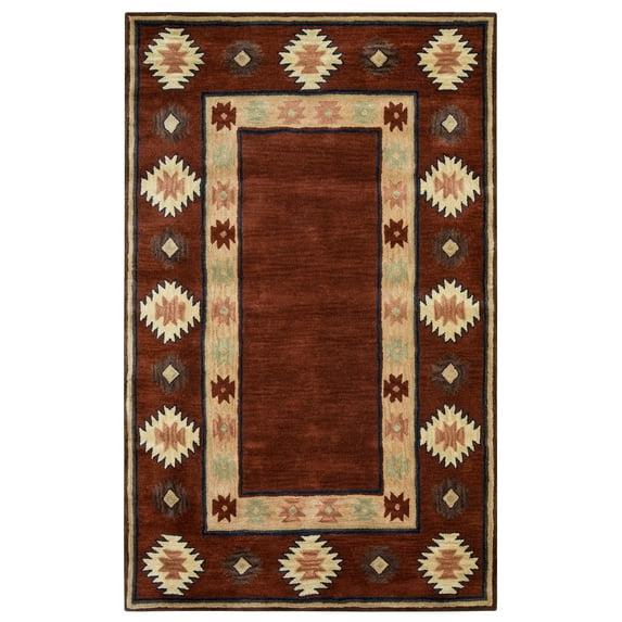 Alora Decor 6'6"x9'6" Ryder Southwest Border Rectangle Area Rug Burgundy