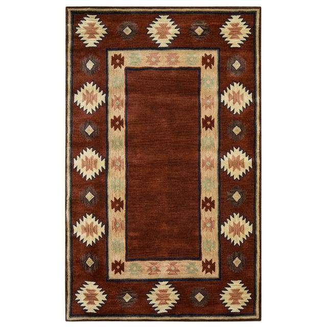 Alora Decor 6'6"x9'6" Ryder Southwest Border Rectangle Area Rug Burgundy