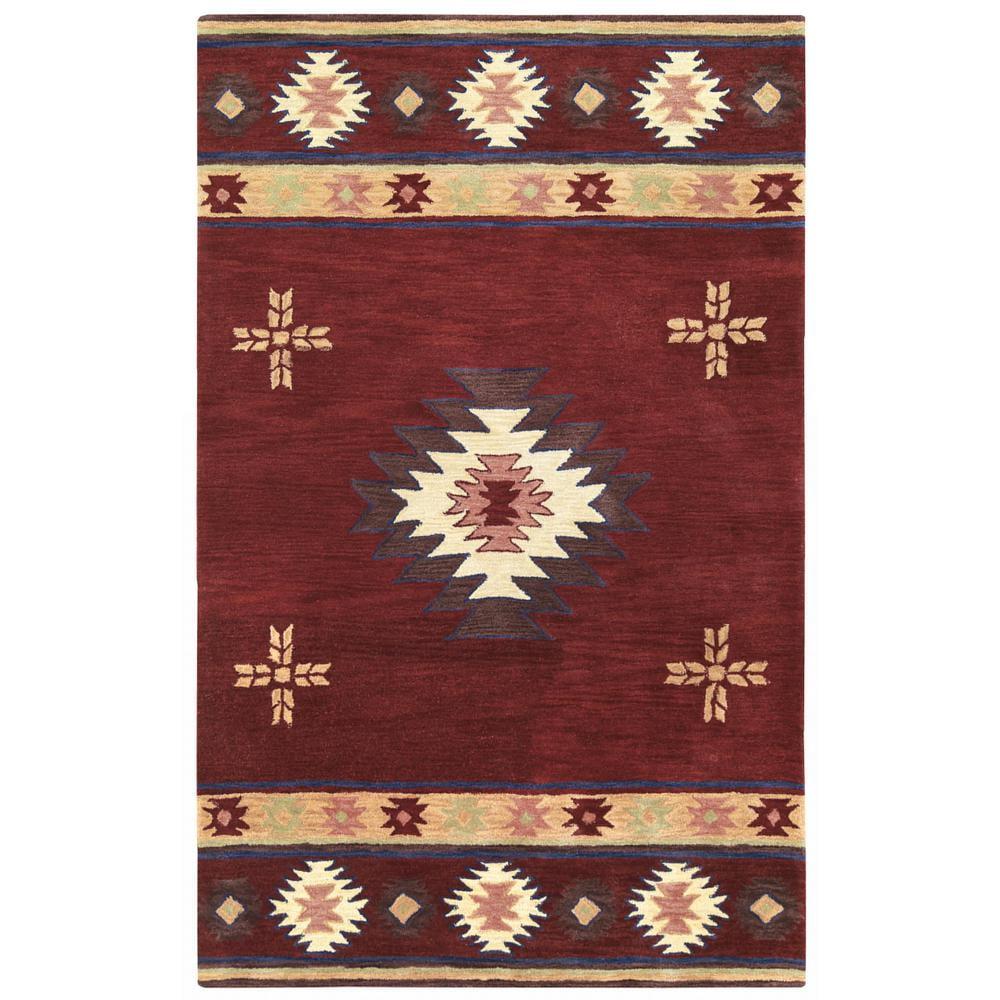 Alora Decor Ryder 6'6" x 9'6" Tribal Burgundy/Tan/Sage/Navy Hand-Tufted Rug