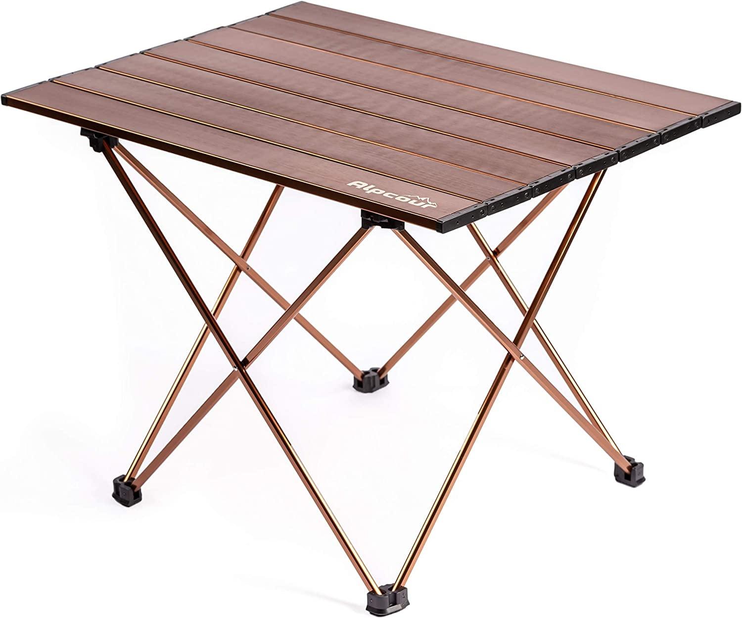 Alpcour Compact Folding Camping Table - Lightweight Aluminum Portable Side Table - Medium