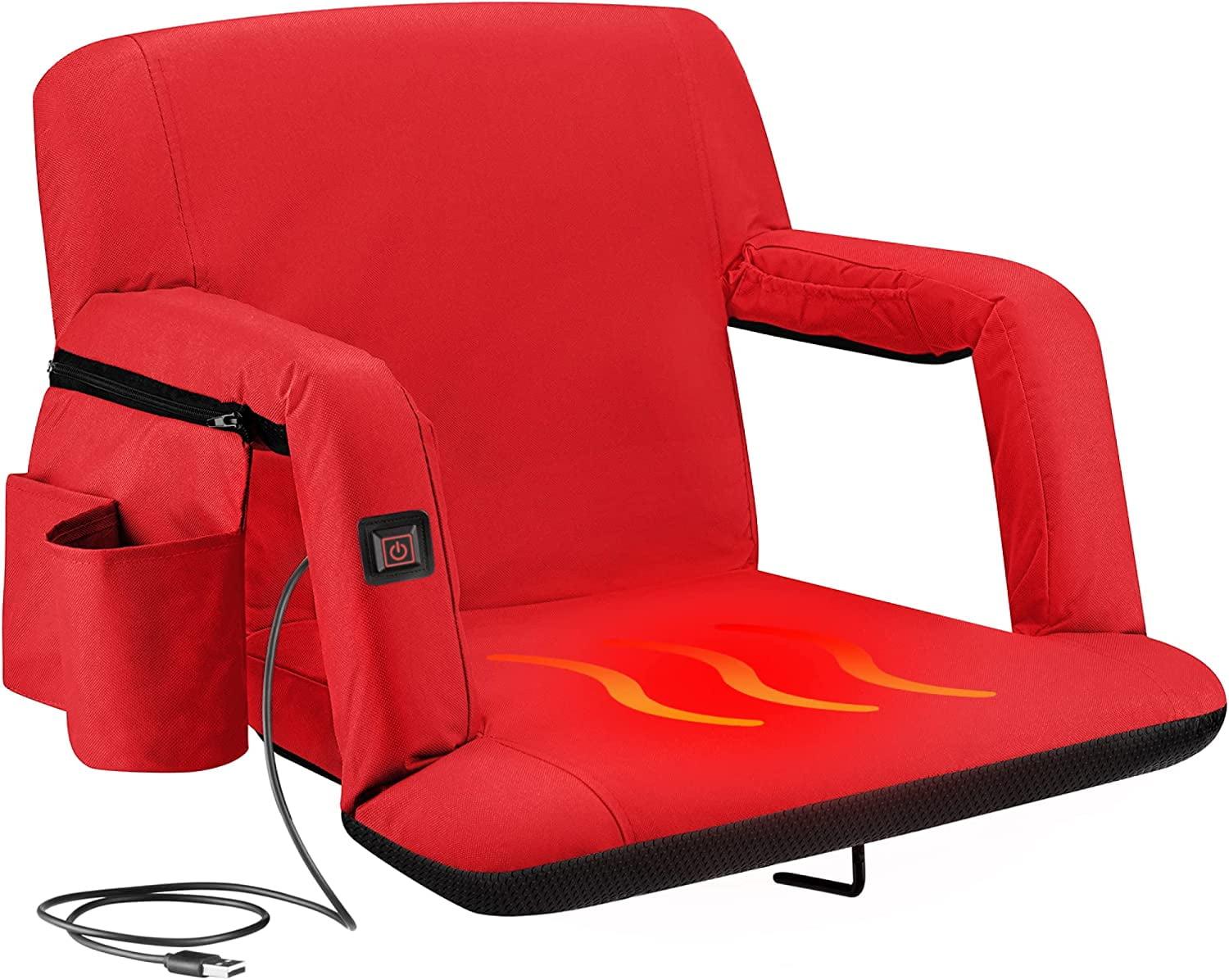 Alpcour Heated Reclining Stadium Seat - Waterproof Foldable Chair with Thick Padding and Back Support