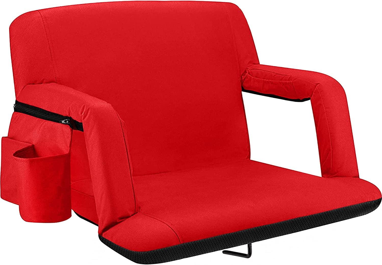 Alpcour Extra-Wide Reclining Stadium Seat with Armrests - 25" Red