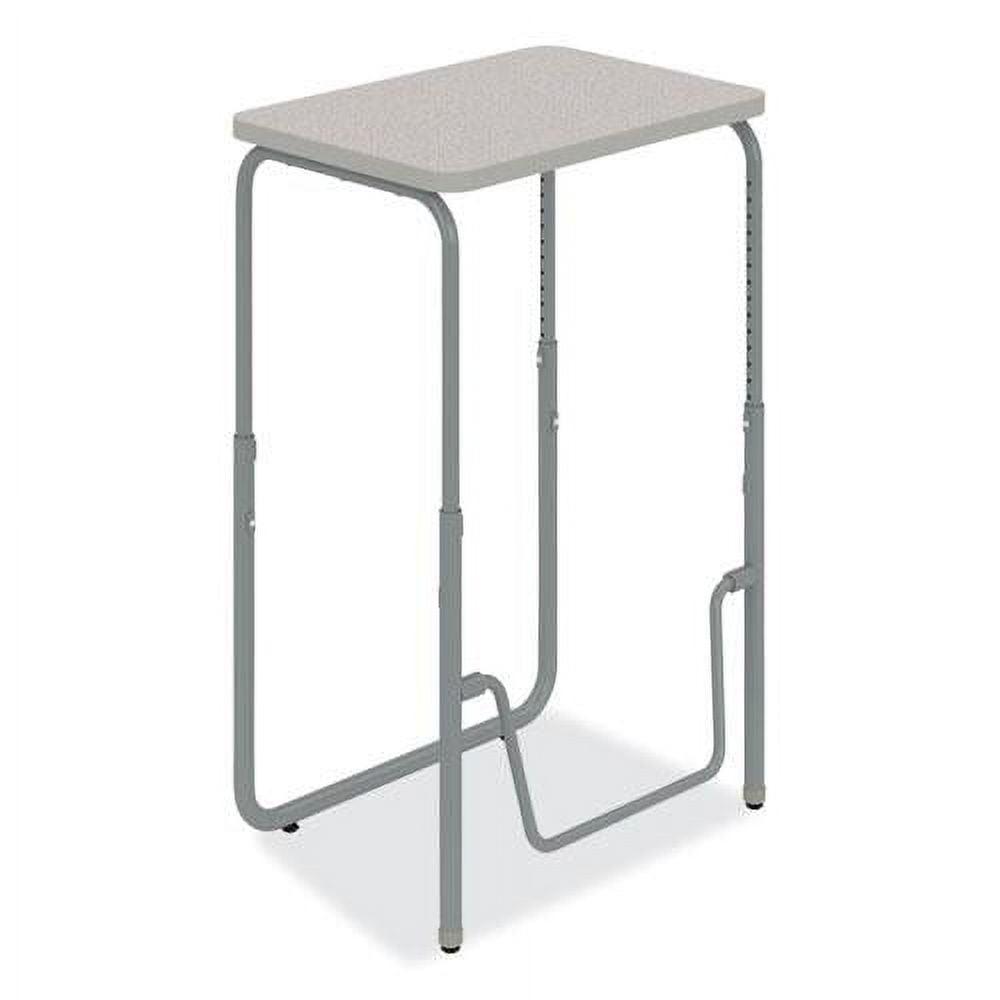 Gray Adjustable Height Student Desk with Metal Frame and Footrest