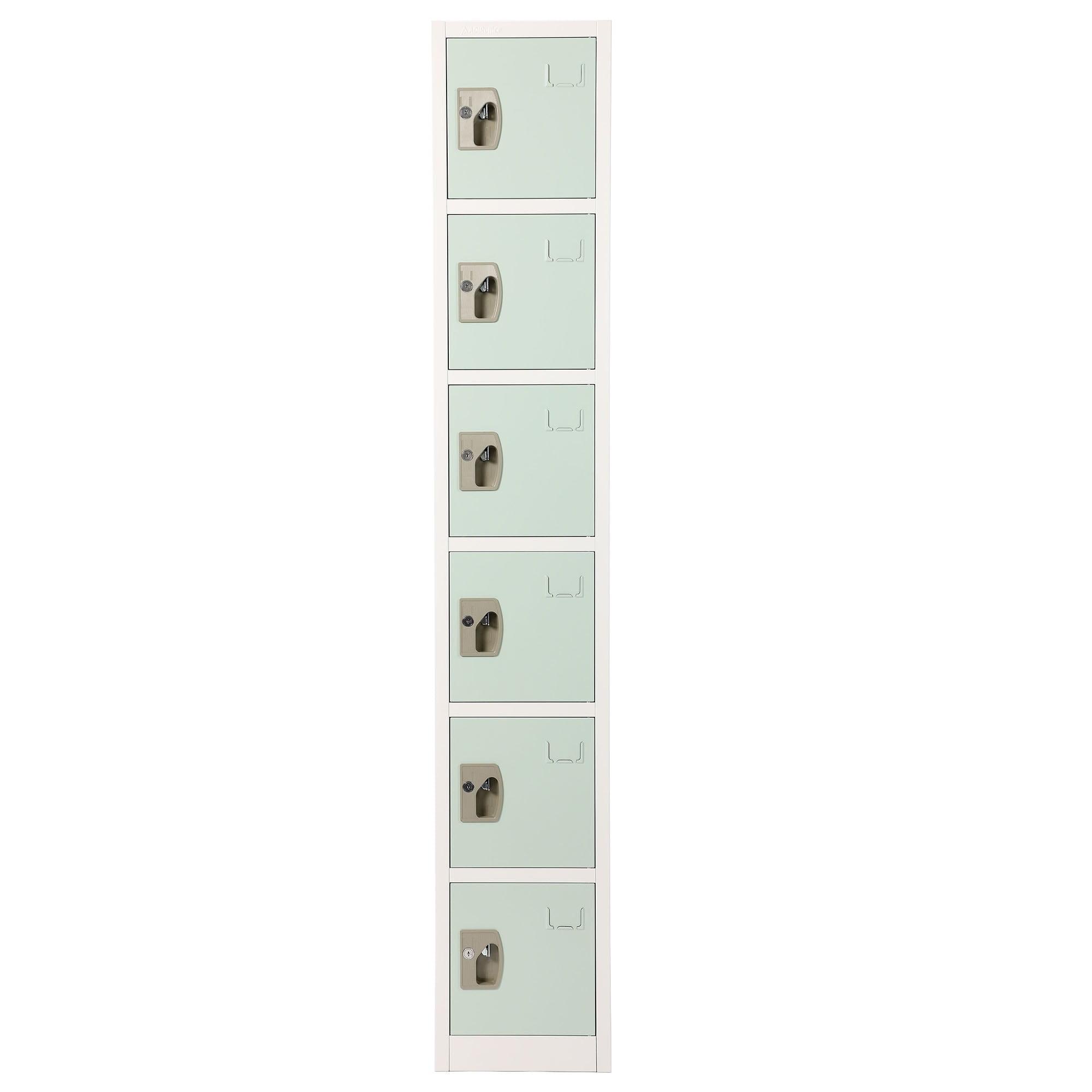 Misty Green 6-Tier Steel Office Locker with Dual Locks