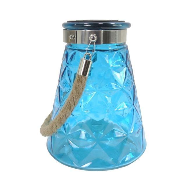 Blue Glass Solar Bee Catcher Hanging Lantern