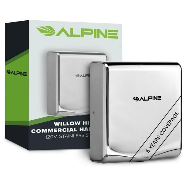 Alpine Industries Willow Commercial Stainless Steel High Speed Automatic Electric Hand Dryer with Wall Guard