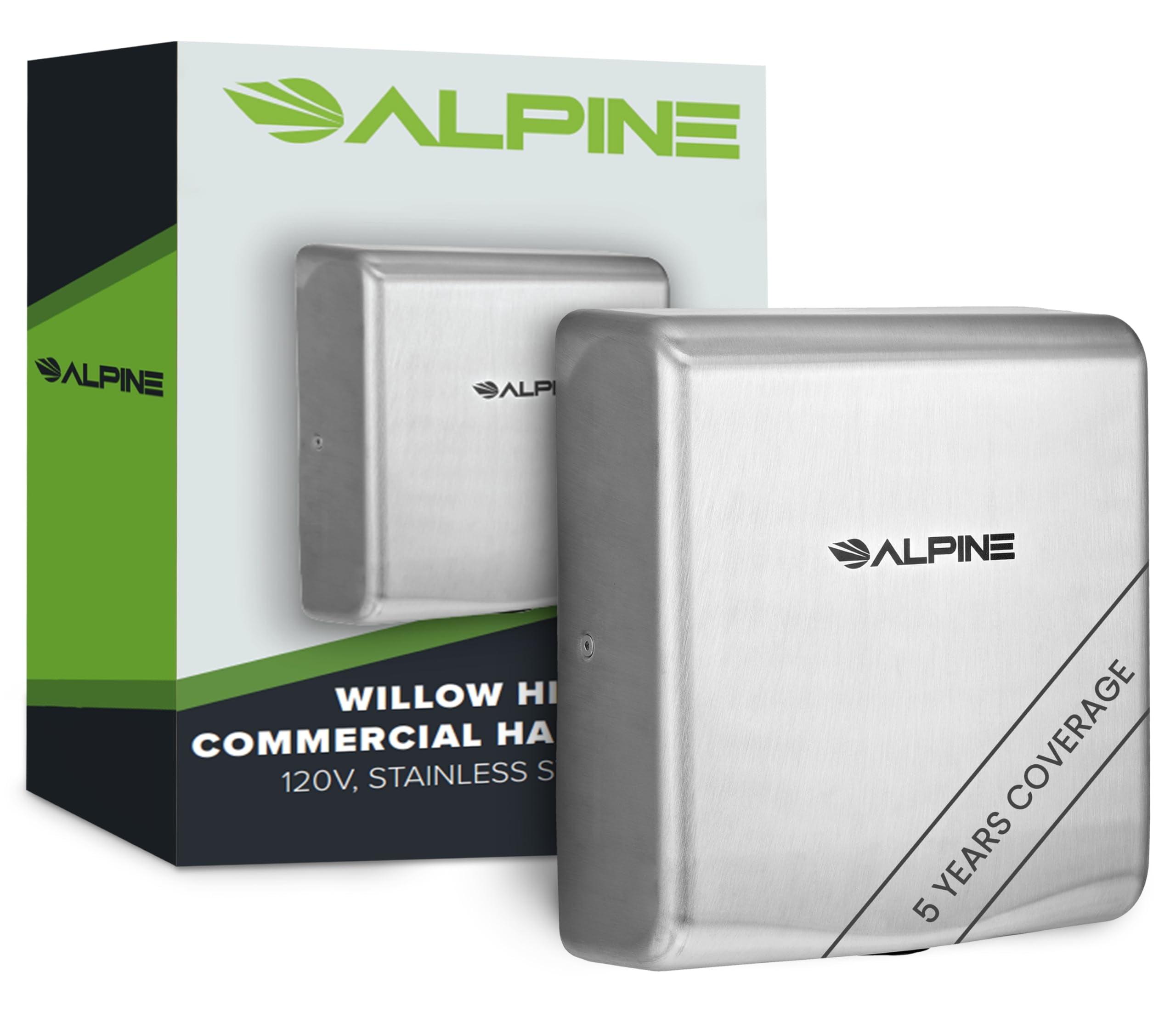 Alpine Industries Willow Commercial Stainless Steel High Speed Automatic Electric Hand Dryer with Wall Guard