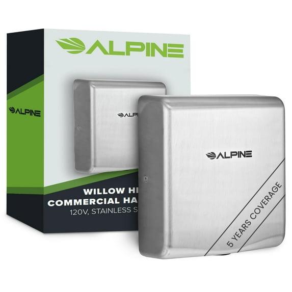 Alpine Industries Willow Commercial Stainless Steel High Speed Automatic Electric Hand Dryer with Wall Guard