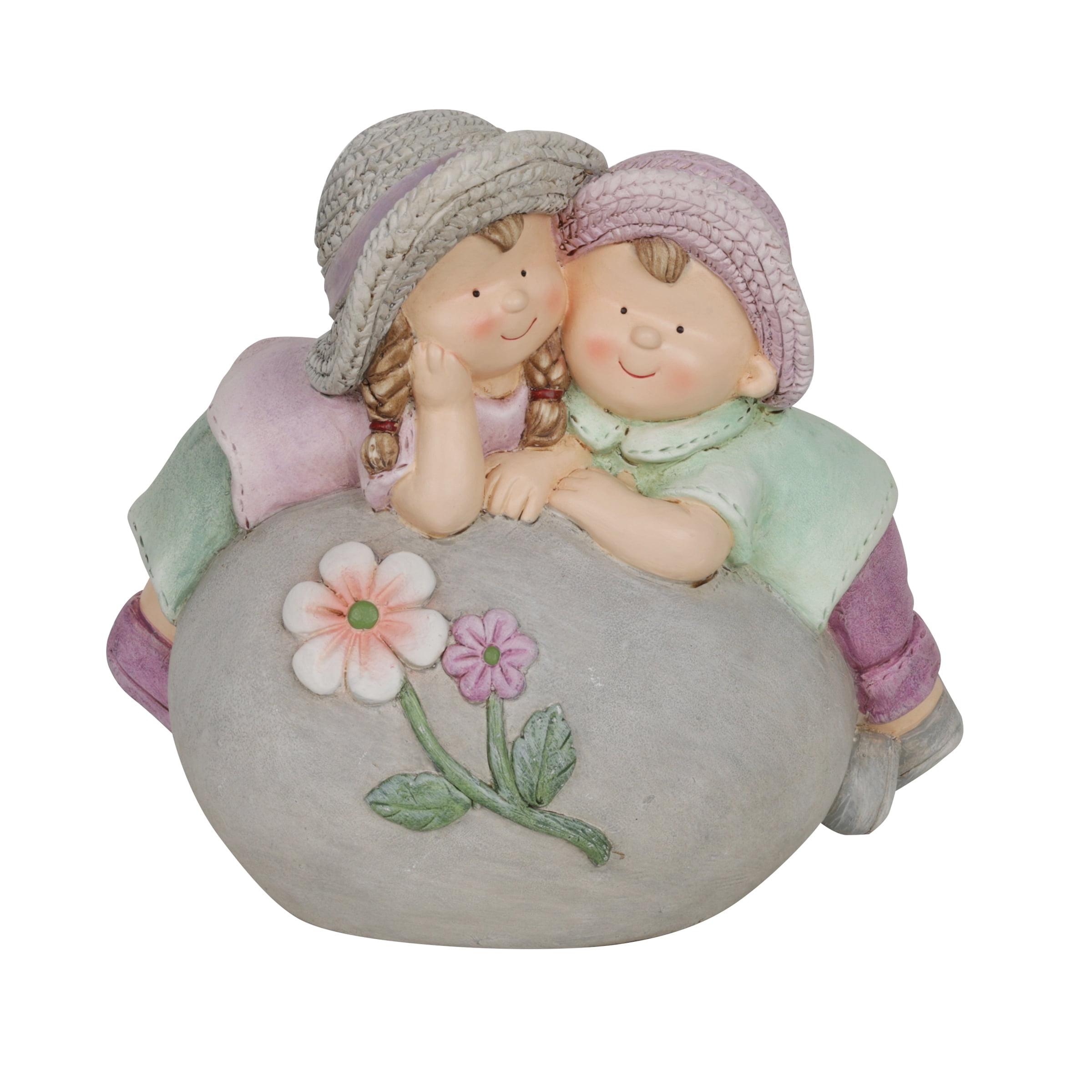 Alpine 11"H Children Leaning on Stone Garden Statue