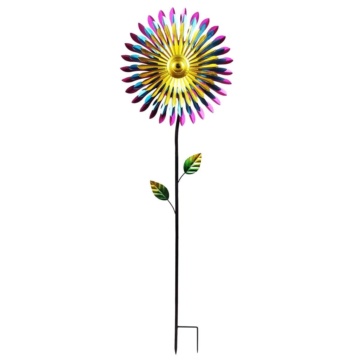 47" Multicolor Iron Daisy Wind Spinner Garden Stake