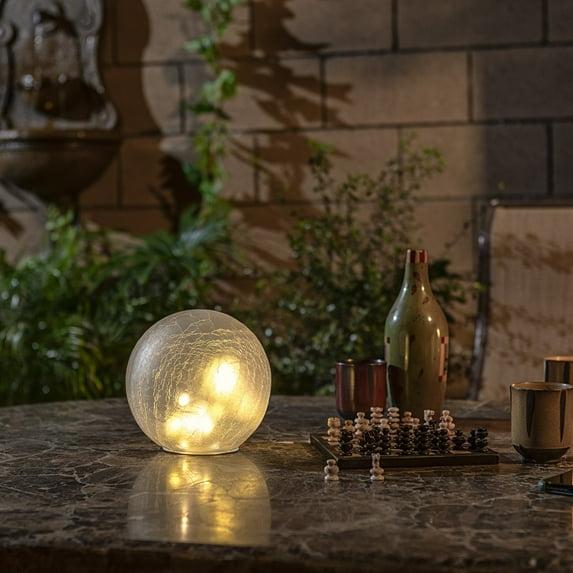 Alpine Corporation 7" Textured Glass Light-Up Gazing Globe, White