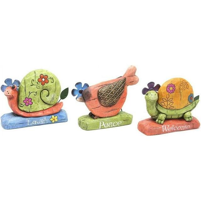 Alpine Corporation Cement Animal Statues - Assorted Tray Pack of 9, 5 Inch Tall