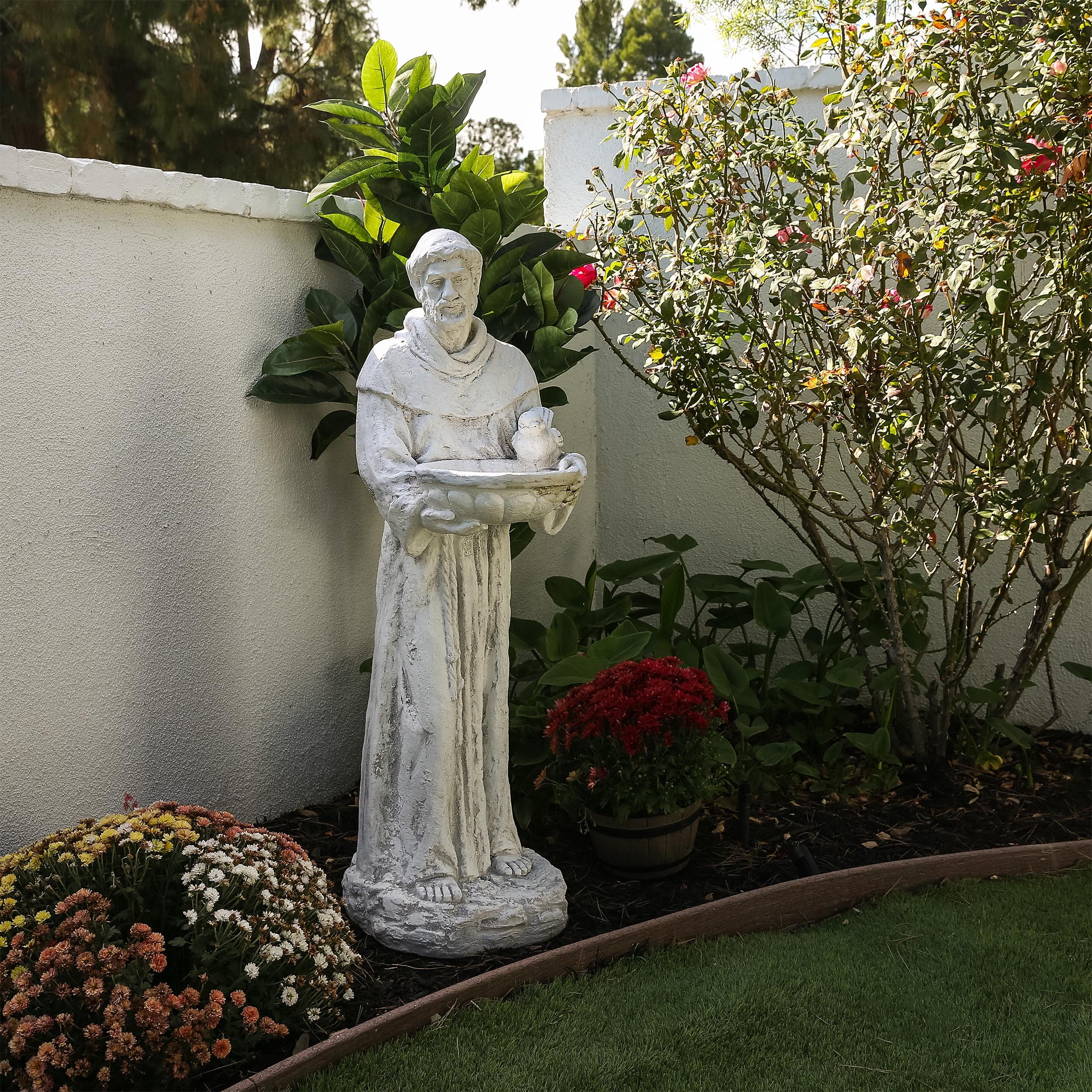 Alpine Corporation Saint Francis Birdbath Statue for Lawn and Garden
