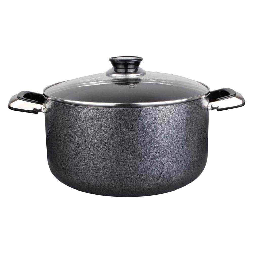 Gray 16 Quart Aluminum Non-Stick Dutch Oven with Glass Lid