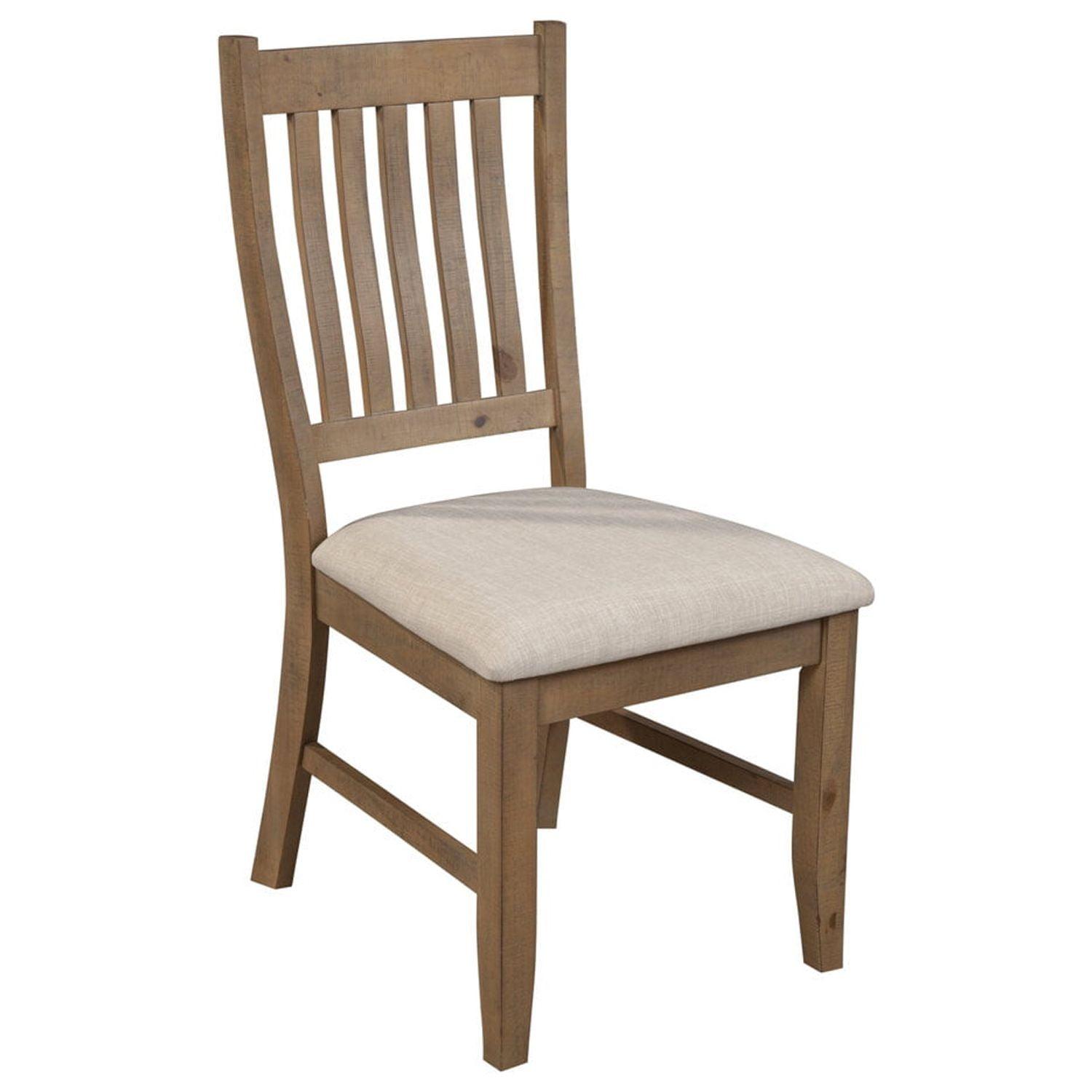 Arlo Natural Pine Wood Ladderback Side Chair with Beige Cushion