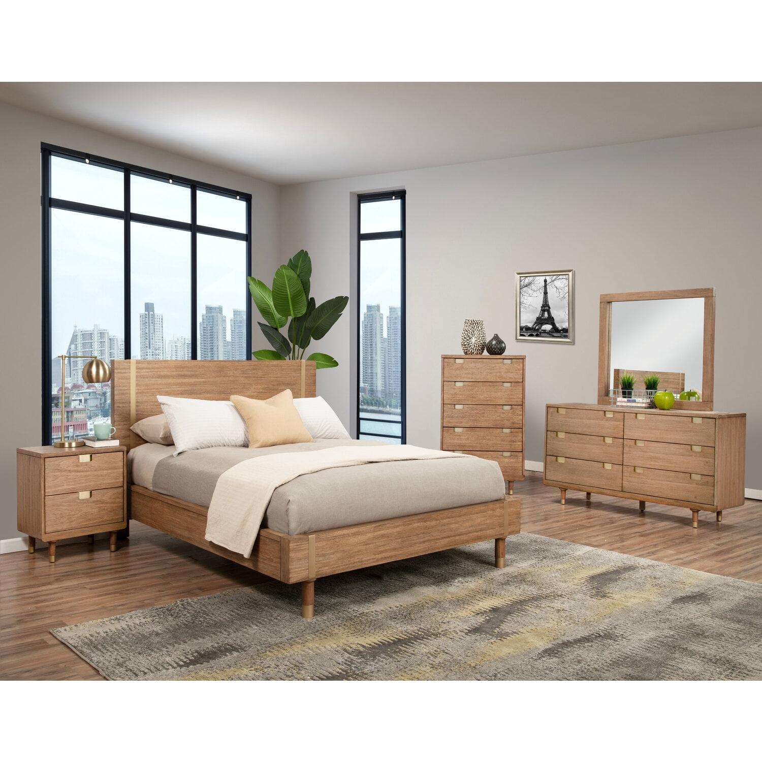 Easton Transitional Full Platform Bed with Slats in Sand Finish