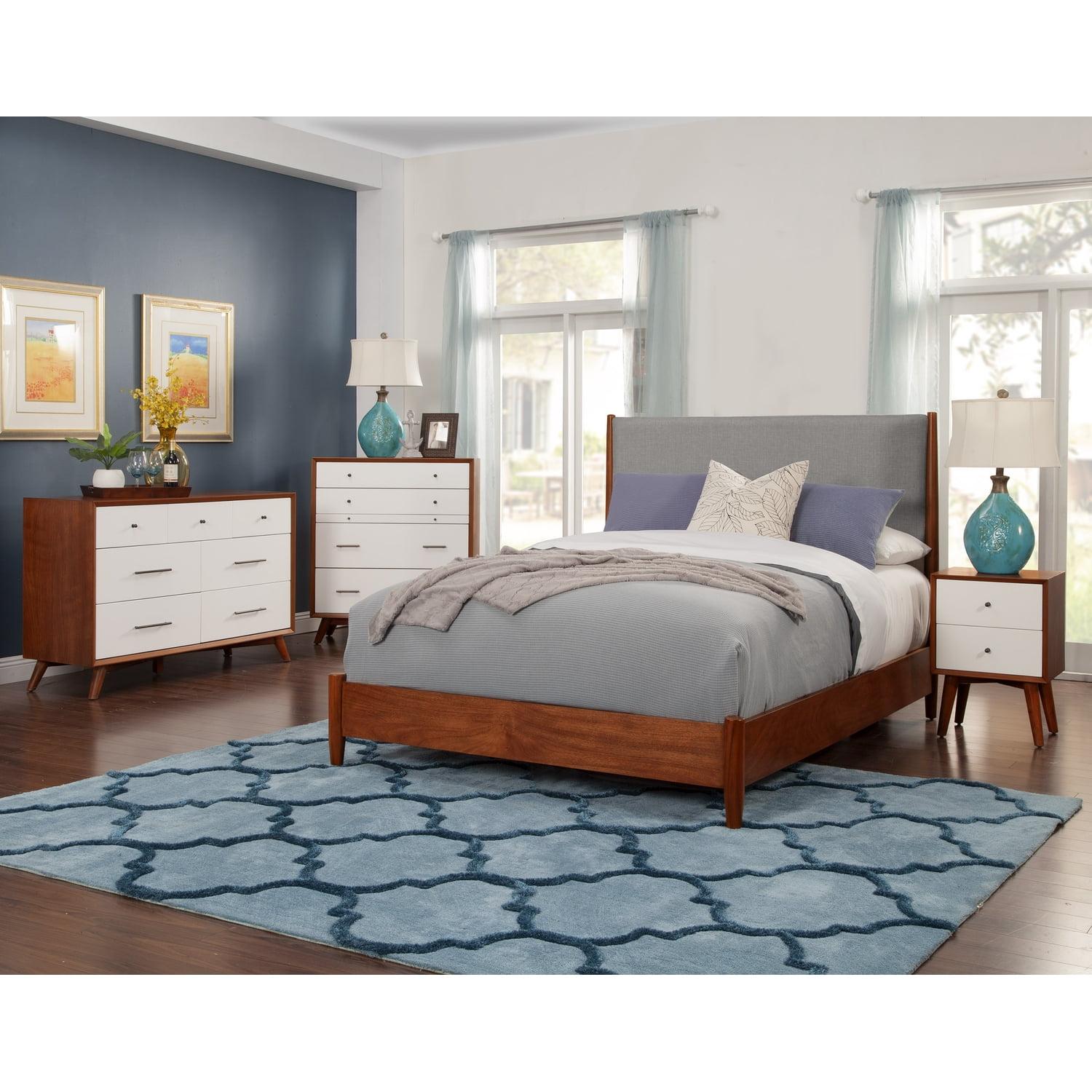 Alpine Furniture Flynn 7 Drawer Two Tone Dresser, Acorn/White