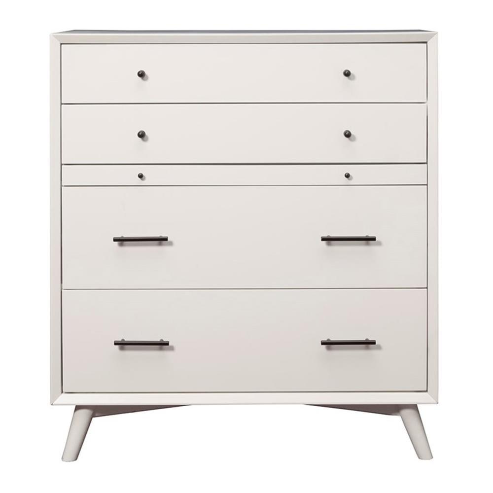 Flynn Transitional White 4-Drawer Mid-Century Modern Chest