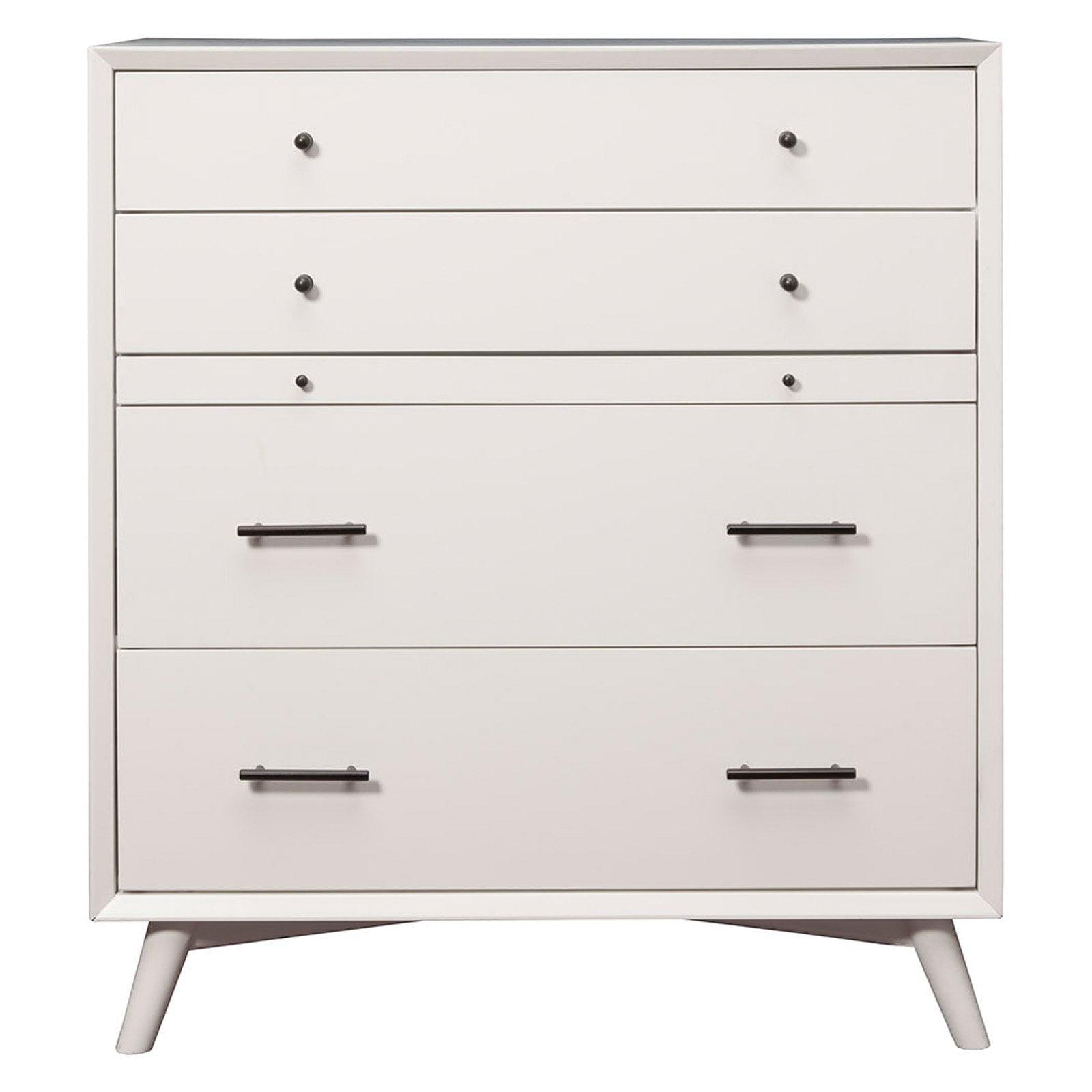 Flynn Transitional White 4-Drawer Mid-Century Modern Chest