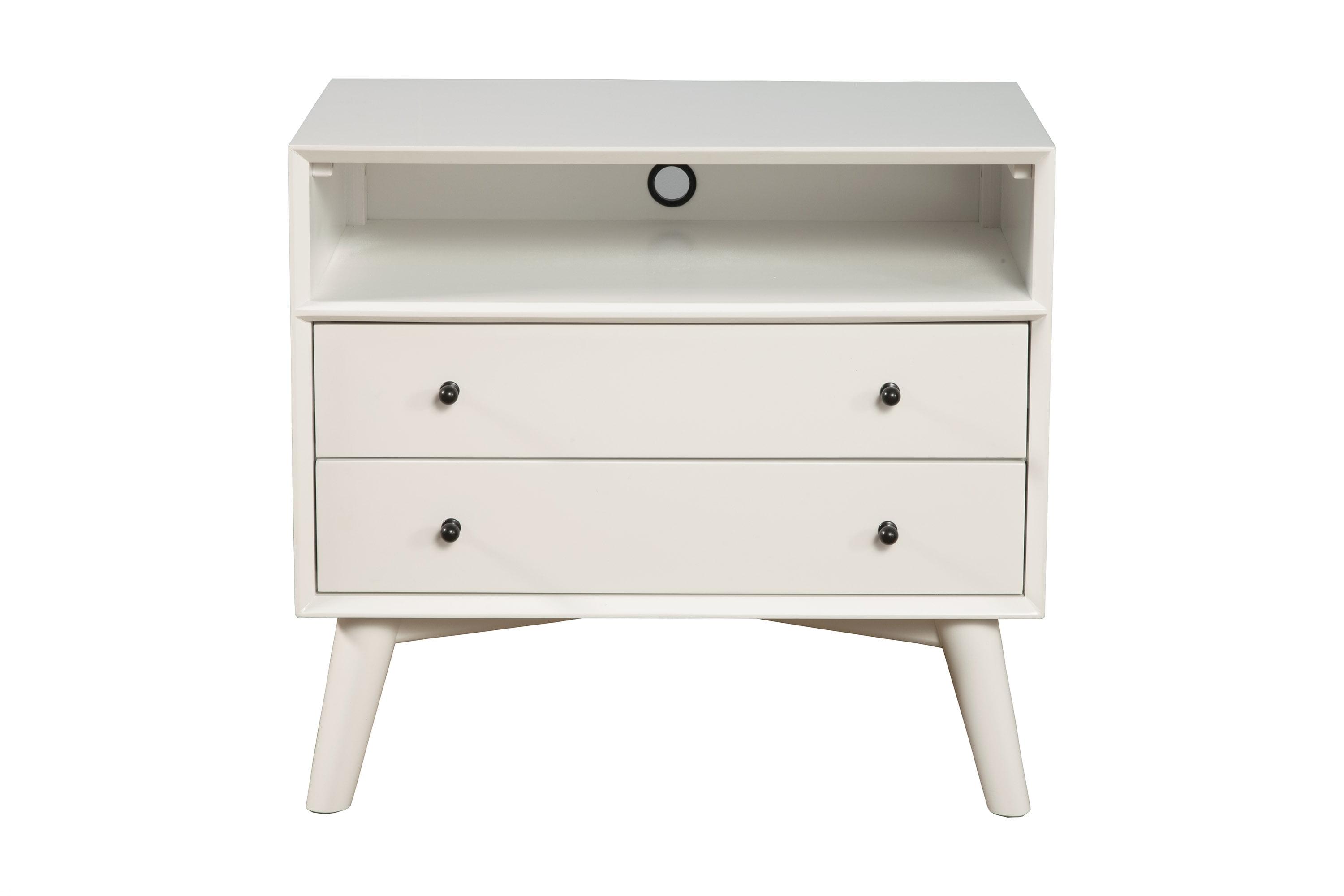 Gray Transitional 28" Mid-Century Modern 2-Drawer Nightstand