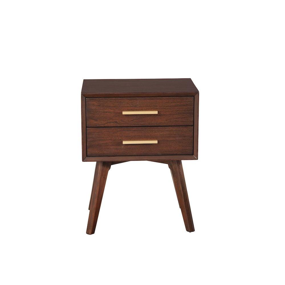 Alpine Furniture Gramercy 2 Drawer Wood Nightstand in Walnut (Brown)