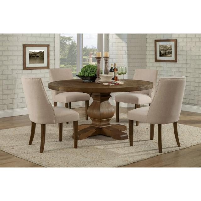 Alpine Furniture Kensington 60" Round Solid Pine Dining Table in Walnut