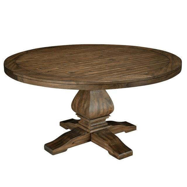 Alpine Furniture Kensington Mesa de Comedor Redonda de Pino Macizo de 60" en Nogal