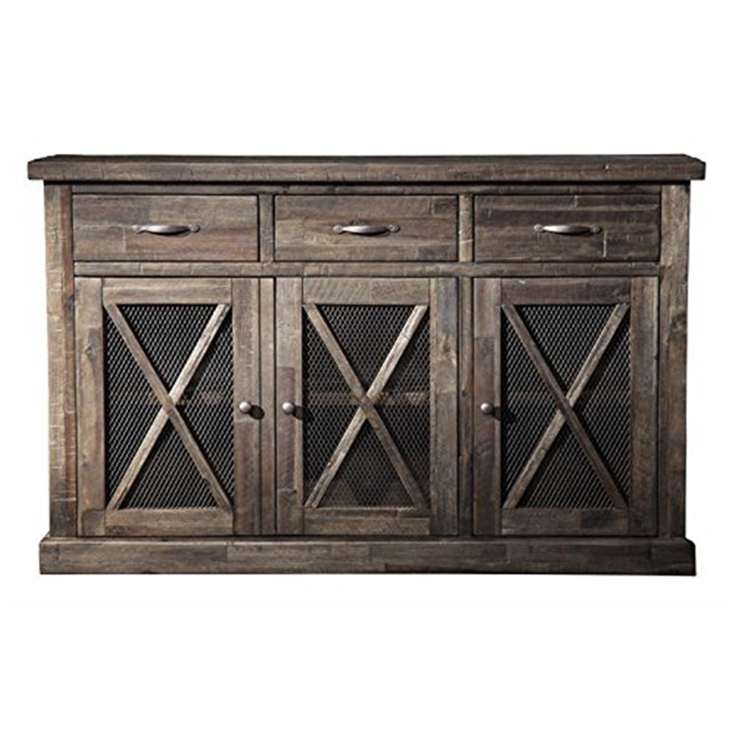 Newberry Salvaged Gray Acacia Wood 3-Drawer Sideboard