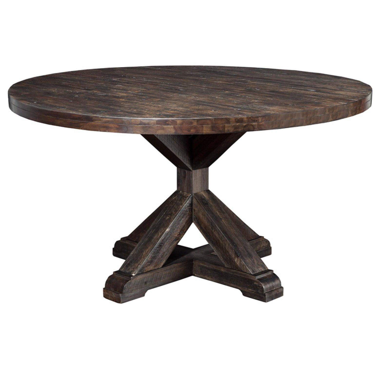 Cottage Charm 54" Reclaimed Acacia Wood Round Dining Table in Gray