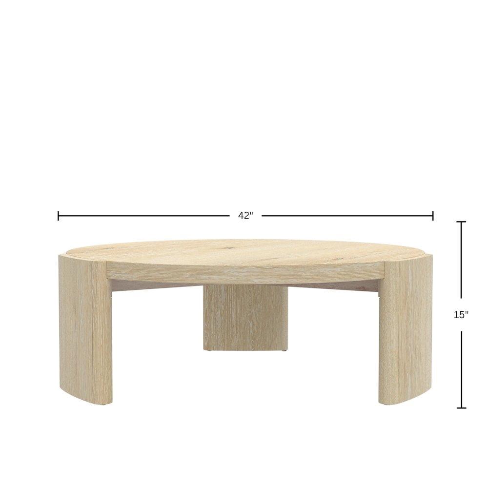 Natural Driftwood Round Wood Coffee Table with Curved Legs, 42"