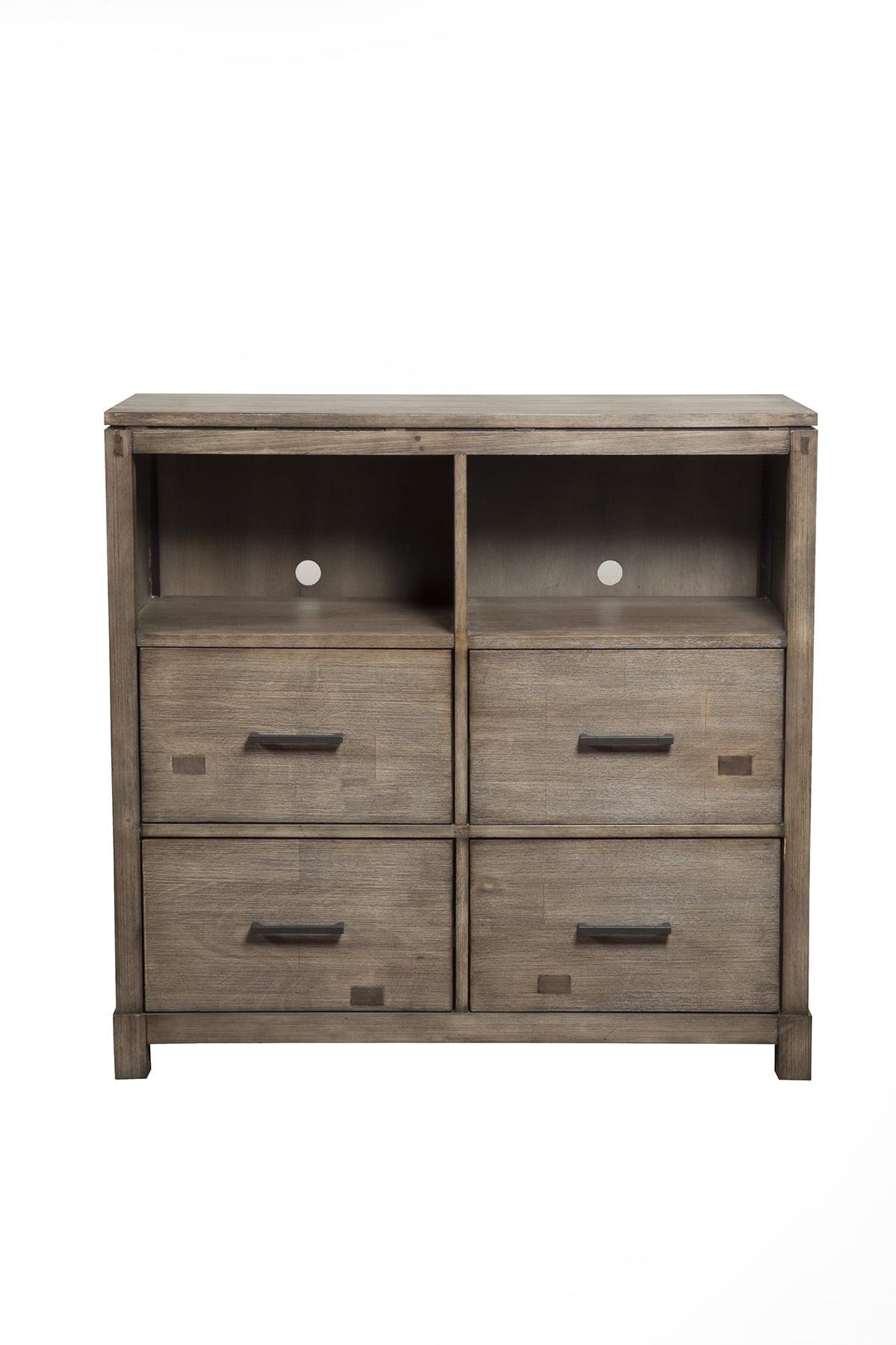 Weathered Gray 4-Drawer Mahogany Media Chest