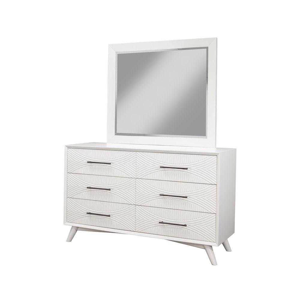 Elegant White Mahogany 6-Drawer Dresser with Dovetail Construction