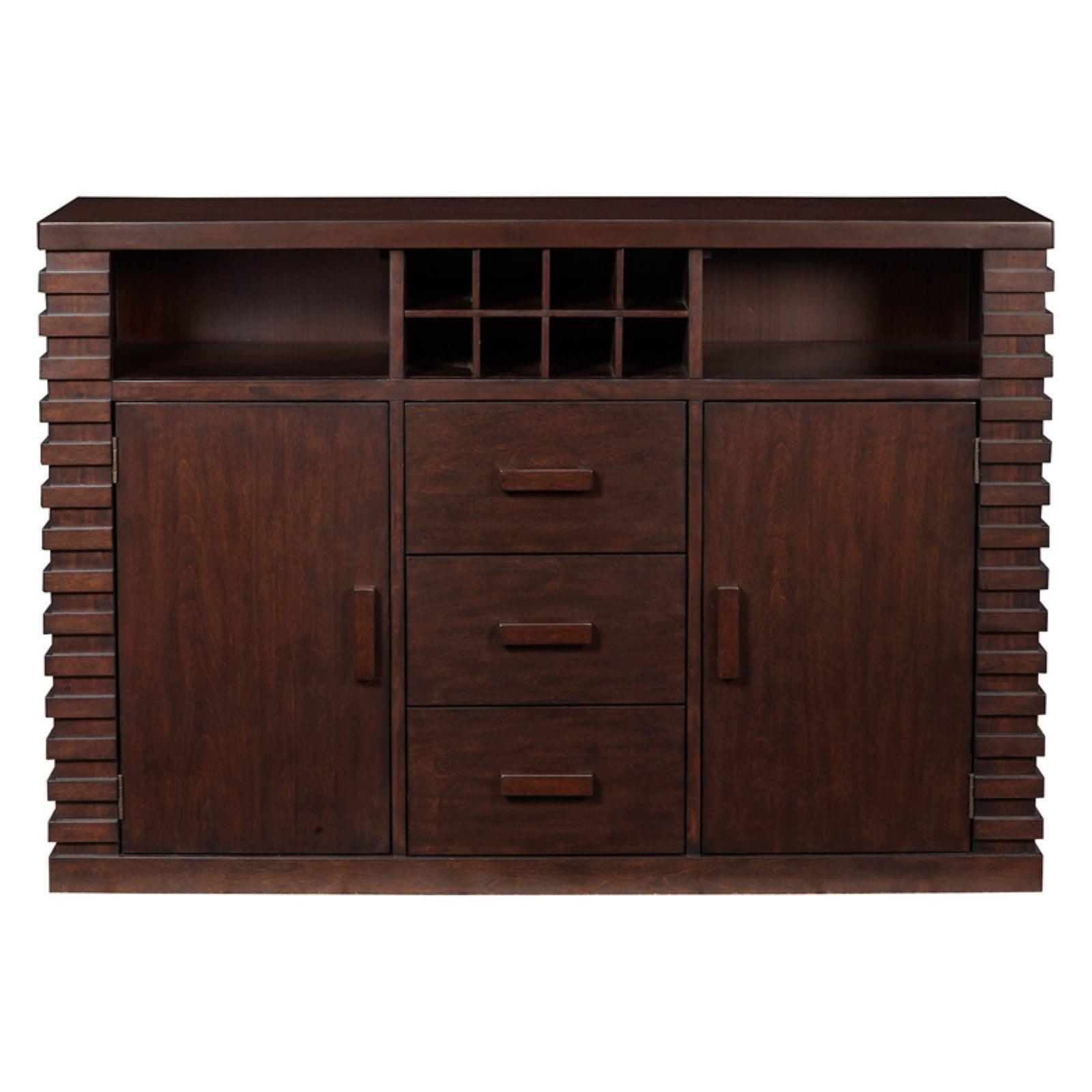 Rustic Dark Brown Acacia 3-Drawer Sideboard