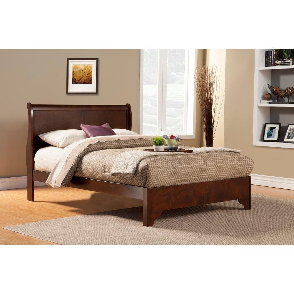 Cappuccino Brown Full Sleigh Bed with Upholstered Headboard