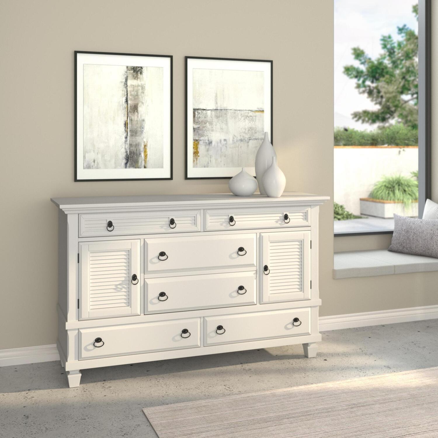 White Pine Wood 6-Drawer Dresser with Felt Lined Drawers