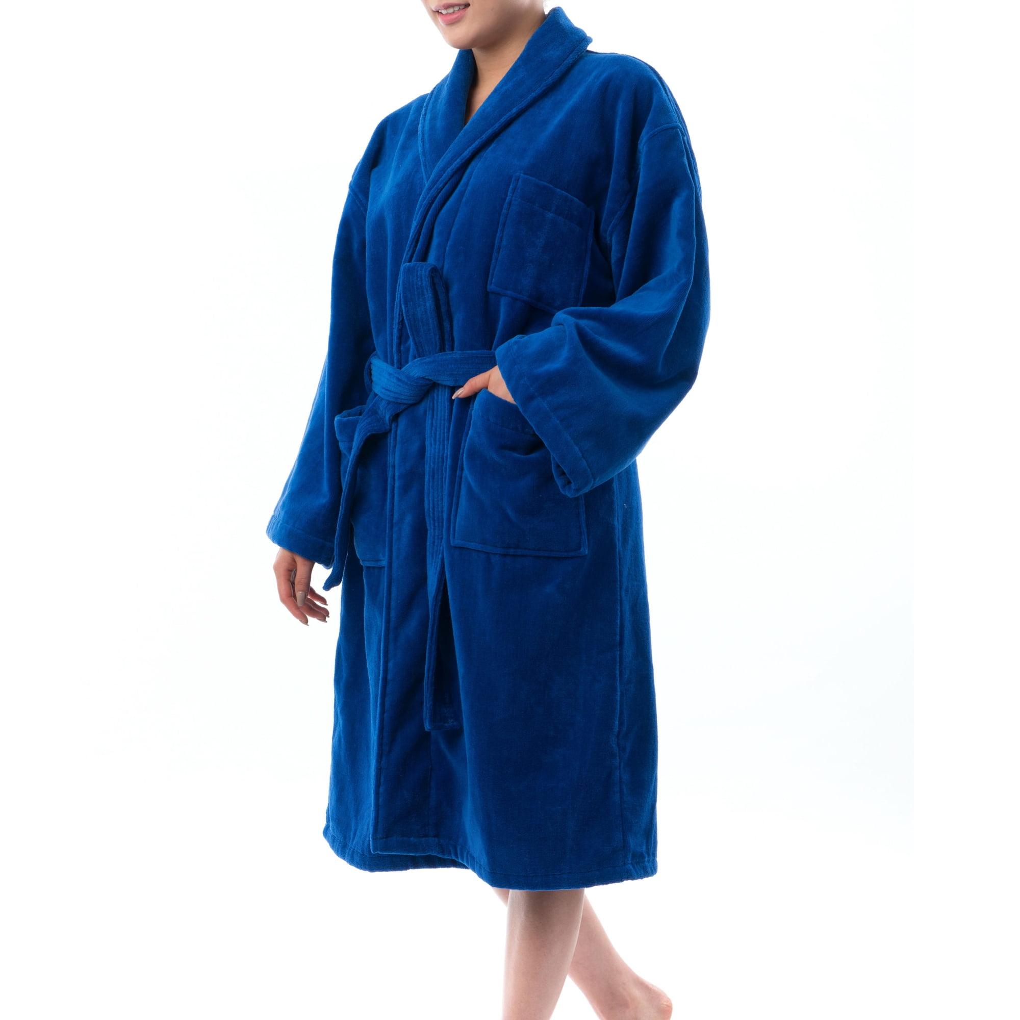 Alpine Swiss Blair Womens Cotton Terry Cloth Bathrobe Shawl Collar Velour Spa Robe BLU SM