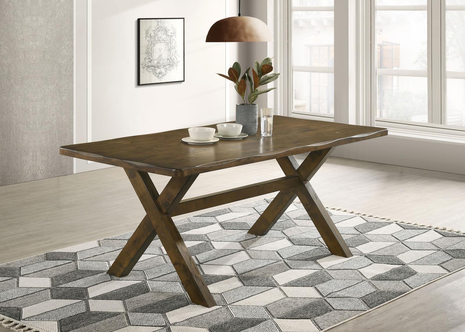 Rustic Reclaimed Wood X-Shaped Dining Table