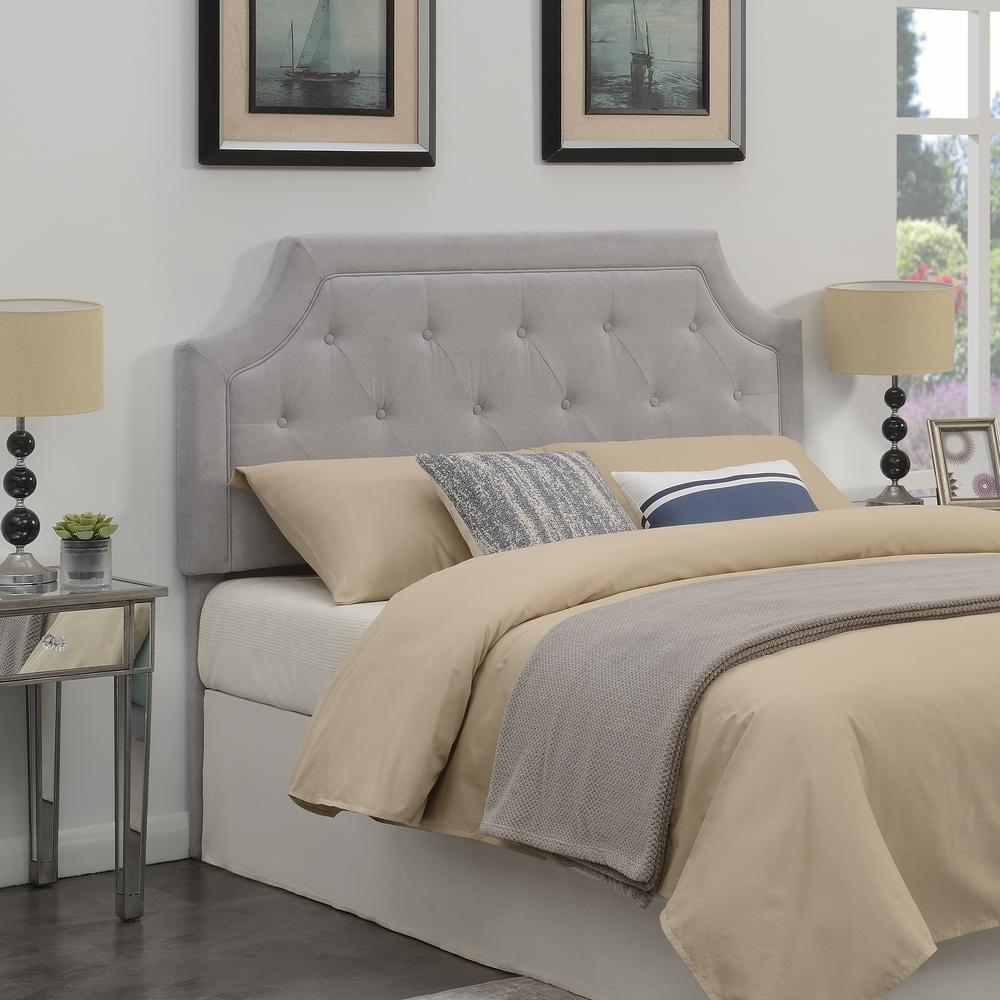 Alta Gray Microfiber Upholstered Diamond Tufted Queen Headboard