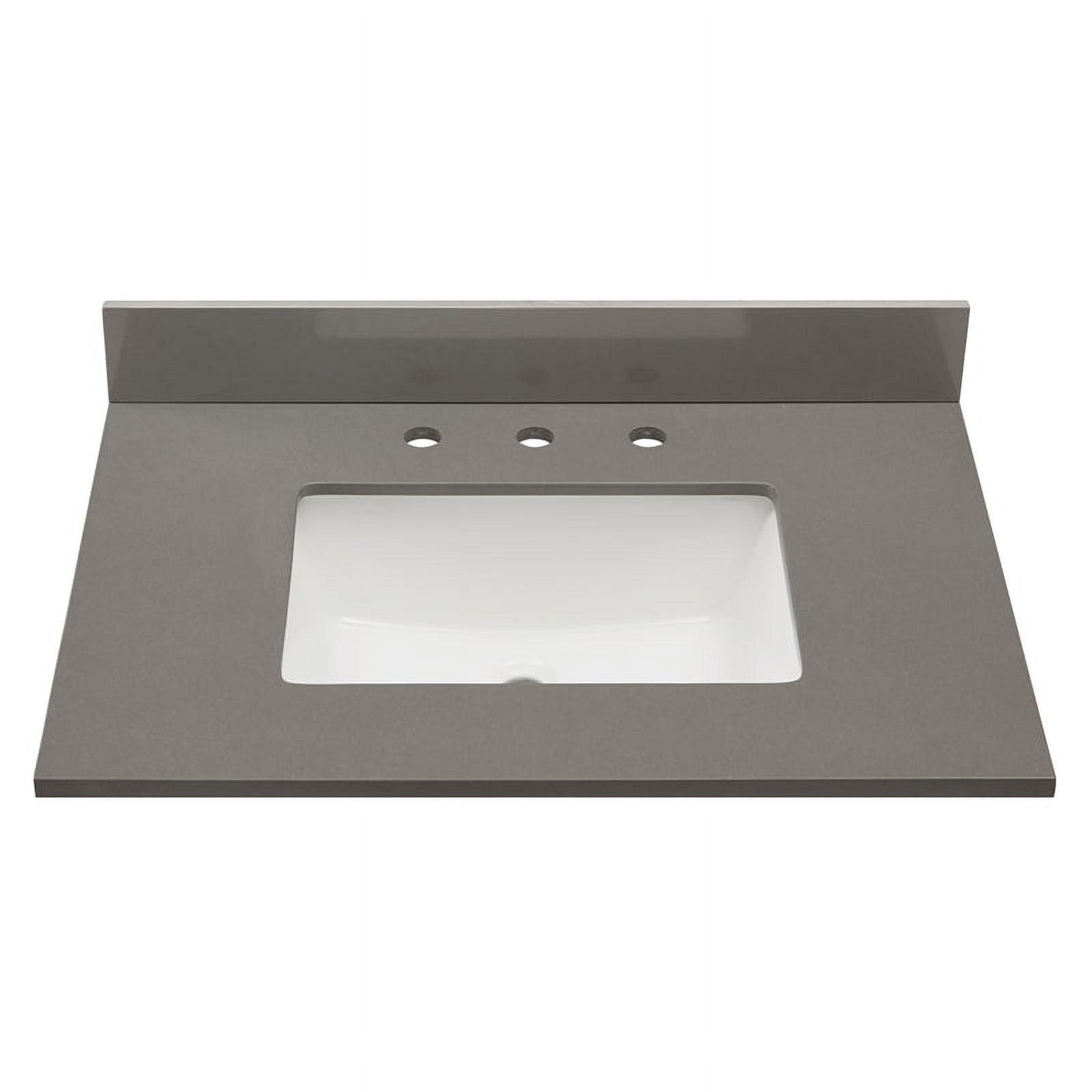 Concrete Grey Composite Stone Vanity Top with White Sink, 31 in.