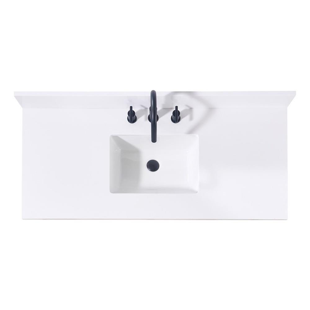 Snow White 49" Composite Stone Vanity Top with Ceramic Sink