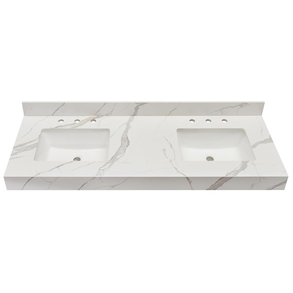 Marseille 60'' Composite Double Bathroom Vanity Top with Sink