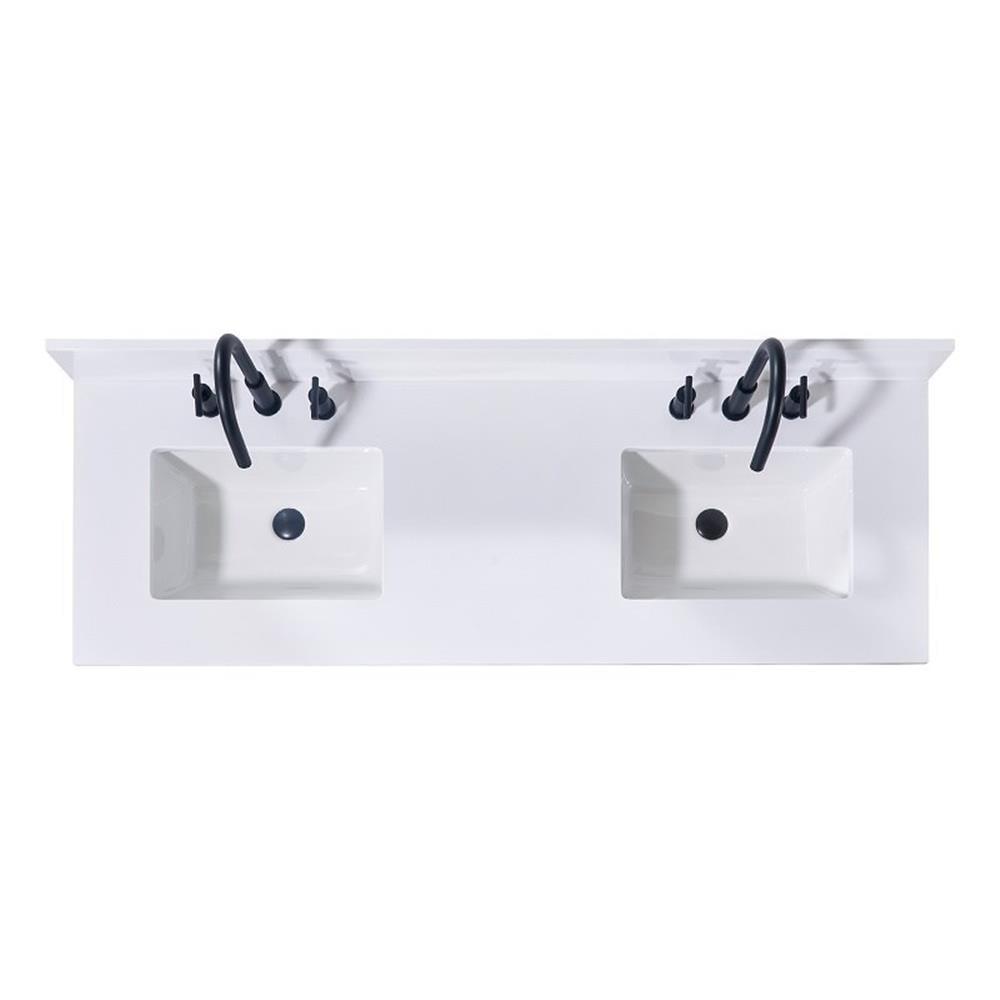 Andalo 61" Double Bathroom Vanity Top in Snow White with Sink