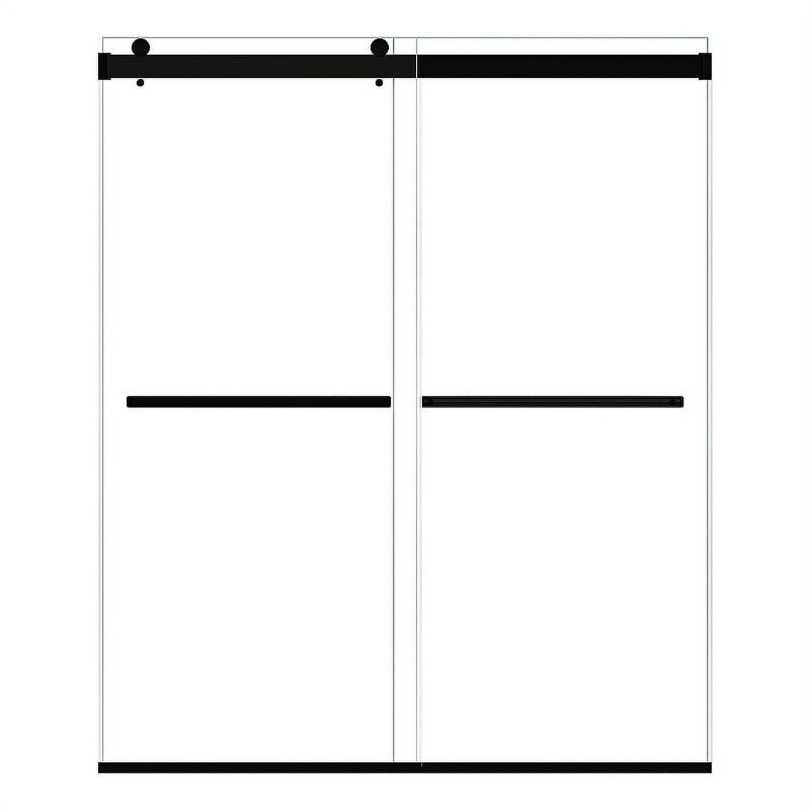 Altair 64" Matte Black Frameless Bypass Shower Door with Clear Glass