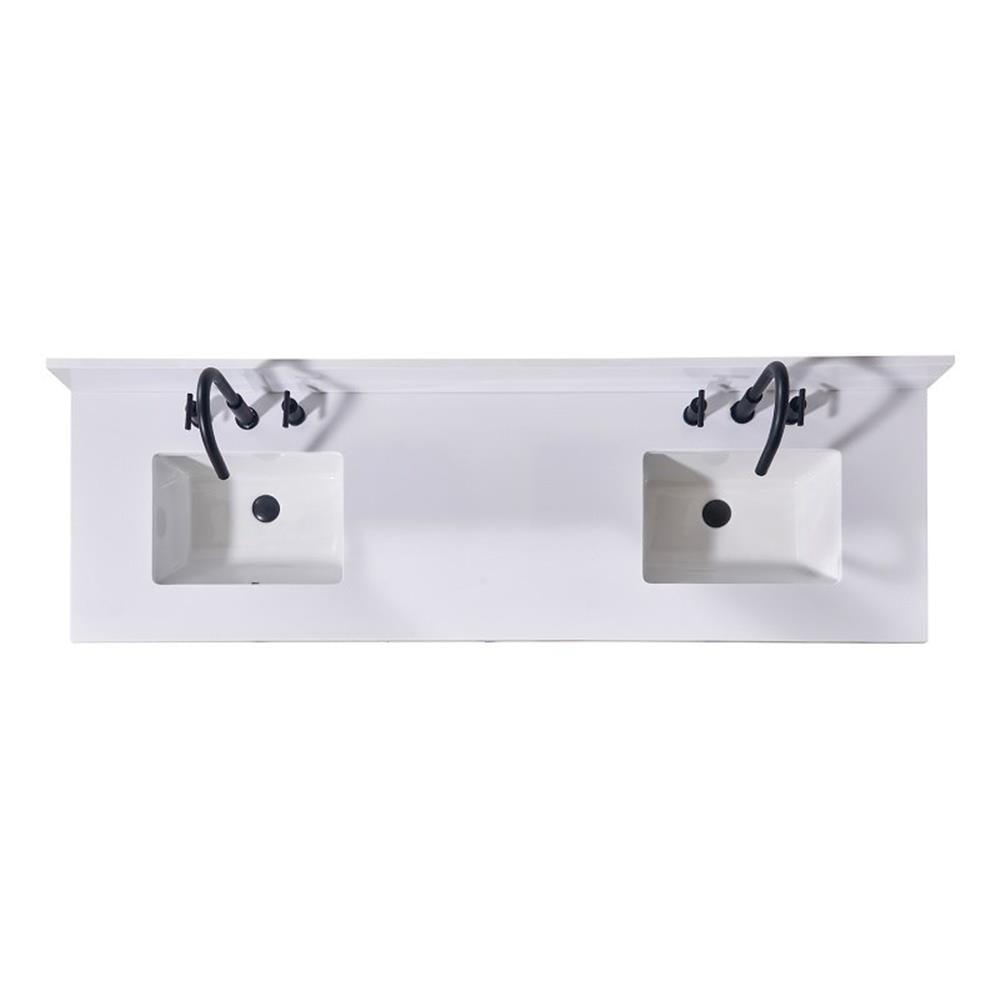 Andalo 73" Double Bathroom Vanity Top in Snow White with Sink